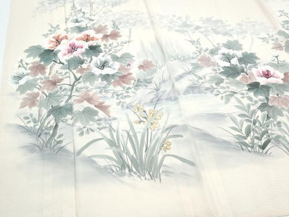 平和屋着物＊夏物　訪問着　絽　草花文　正絹　逸品　CABJ0832th