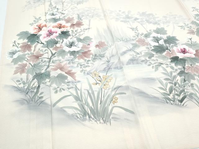 平和屋着物＊夏物　訪問着　絽　草花文　正絹　逸品　CABJ0832th