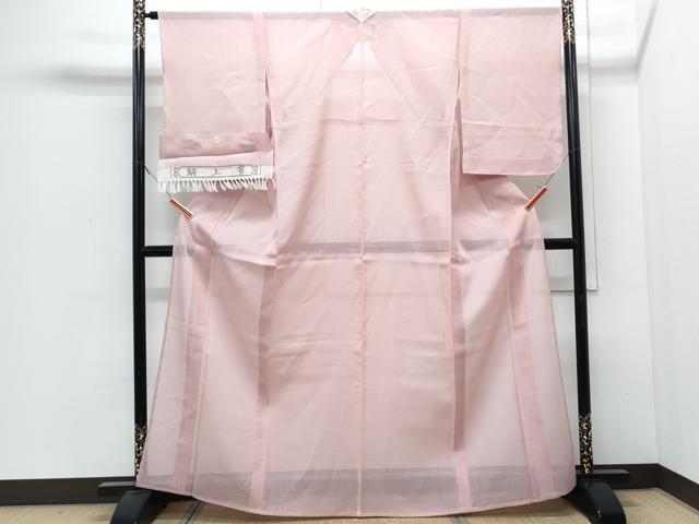 平和屋着物＊加賀友禅の巨匠　初代　由水十久　夏物　色無地　駒上布　変わり絽　鴇色　証紙付き　正絹　逸品　CABJ0834th