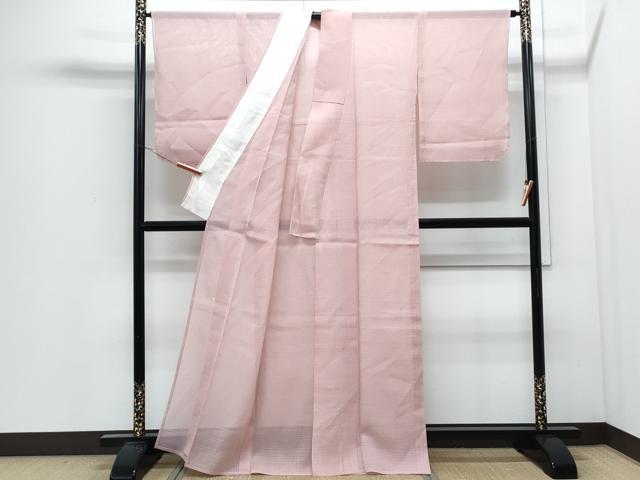 平和屋着物＊加賀友禅の巨匠　初代　由水十久　夏物　色無地　駒上布　変わり絽　鴇色　証紙付き　正絹　逸品　CABJ0834th
