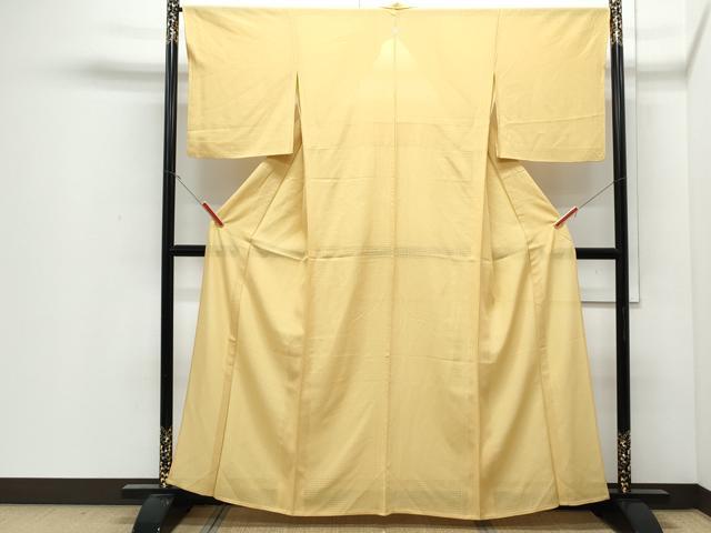 平和屋着物＊夏物　色無地　変わり絽　玉蜀黍色　正絹　逸品　CABJ0835th