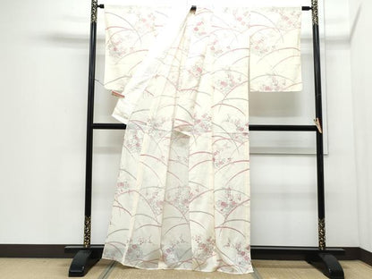 平和屋着物＊夏物　小紋　絽　芝草花文　金彩　正絹　逸品　CABJ0836th
