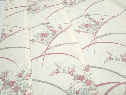 平和屋着物＊夏物　小紋　絽　芝草花文　金彩　正絹　逸品　CABJ0836th