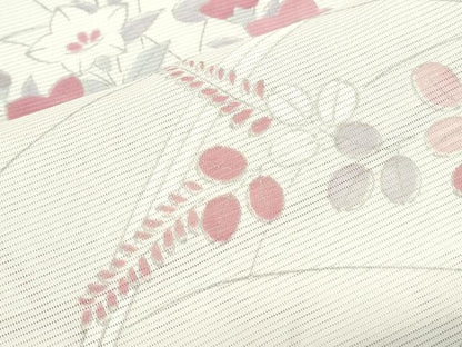 平和屋着物＊夏物　小紋　絽　芝草花文　金彩　正絹　逸品　CABJ0836th