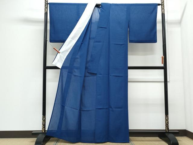 平和屋着物＊夏物　色無地　紗　瑠璃紺色　洗える着物　CABJ0841th