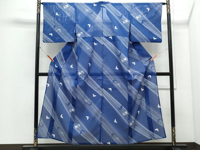 平和屋着物＊夏物　小紋　絽　舞蝶文　洗える着物　CABJ0842th
