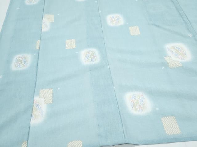 平和屋着物＊夏物　小紋　紗　色紙重ね花文　洗える着物　CABJ0844th