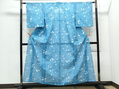 平和屋着物＊夏物　小紋　絽　吉祥丸文　洗える着物　CABJ0846th
