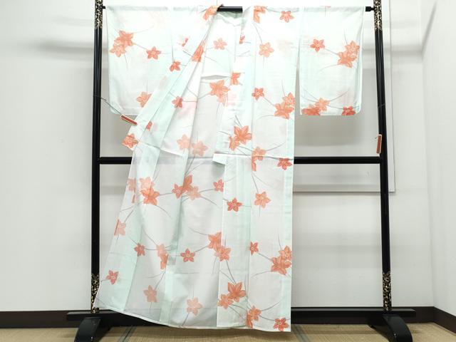 平和屋着物＊夏物　小紋　絽　草花文　洗える着物　CABJ0847th