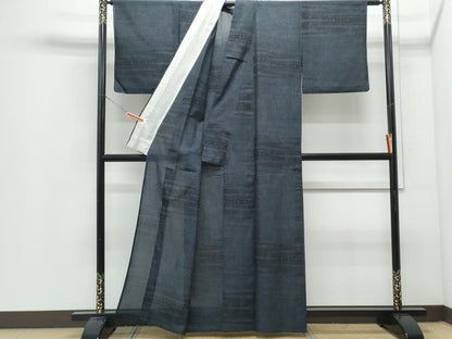 平和屋着物＊夏物　本場大島紬　夏大島　横段吉祥文　正絹　逸品　CABJ0848th