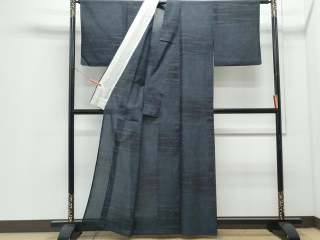 平和屋着物＊夏物　本場大島紬　夏大島　横段吉祥文　正絹　逸品　CABJ0848th