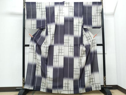 平和屋着物＊夏物　撫松庵　小紋・浴衣兼用　セオアルファ　紗　吉祥文　洗える着物　CABJ0851th
