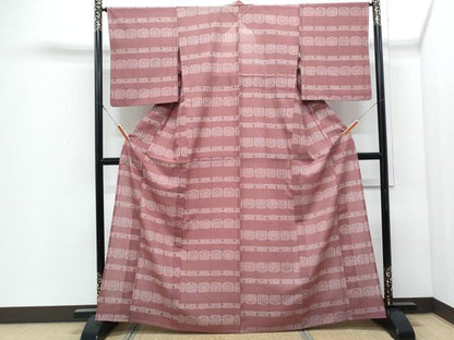 平和屋着物＊洗える最高級着物　＜英＞はなぶさ謹製　夏物　小紋　横段吉祥文　洗える着物　CABJ0852th