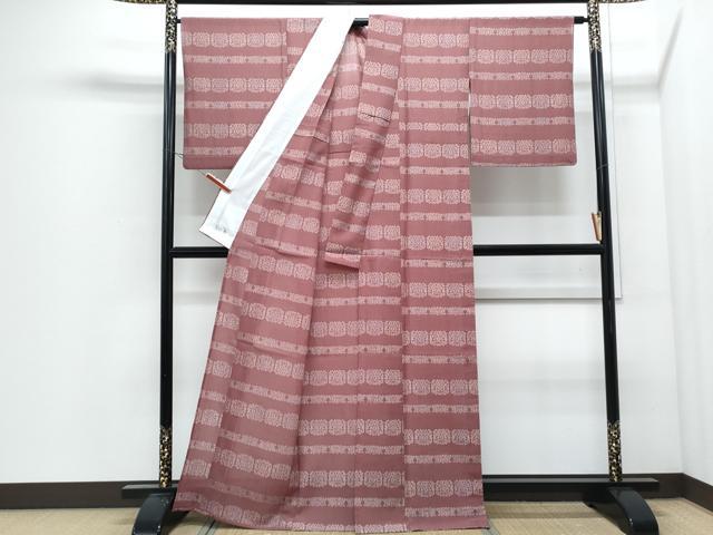 平和屋着物＊洗える最高級着物　＜英＞はなぶさ謹製　夏物　小紋　横段吉祥文　洗える着物　CABJ0852th