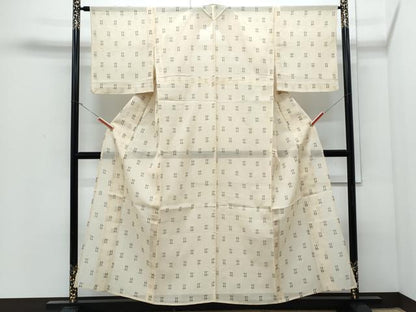 平和屋着物＊夏物　紗紬　井桁絣　正絹　逸品　CABJ0854th