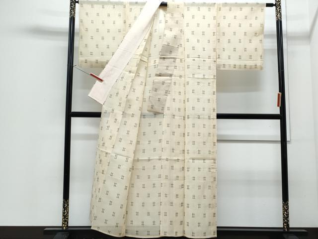 平和屋着物＊夏物　紗紬　井桁絣　正絹　逸品　CABJ0854th