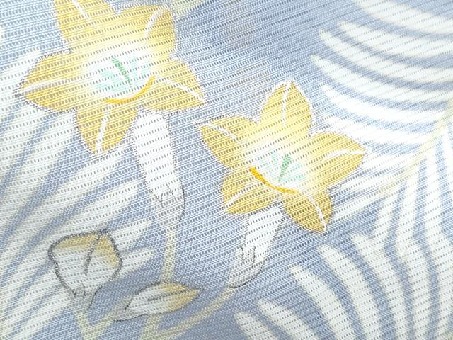 平和屋着物＊夏物　訪問着　絽　草花文　銀彩　正絹　逸品　CABJ0870th