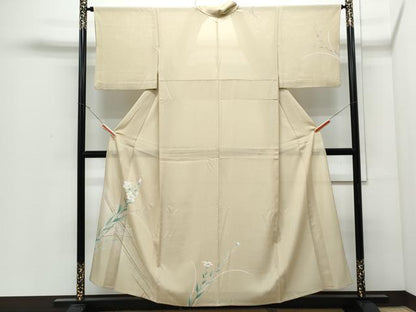 平和屋着物＊夏物　訪問着　絽　草花文　金銀彩　正絹　逸品　CABJ0871th