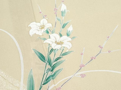 平和屋着物＊夏物　訪問着　絽　草花文　金銀彩　正絹　逸品　CABJ0871th