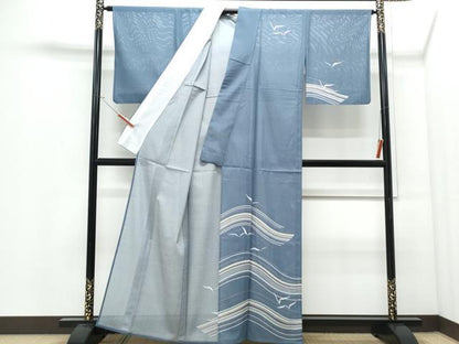 平和屋着物＊夏物　訪問着　絽　流水飛鶴文　金彩　洗える着物　CABJ0873th
