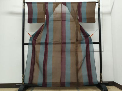 平和屋着物＊夏物　お召　紗　間道　正絹　逸品　CABJ0875th