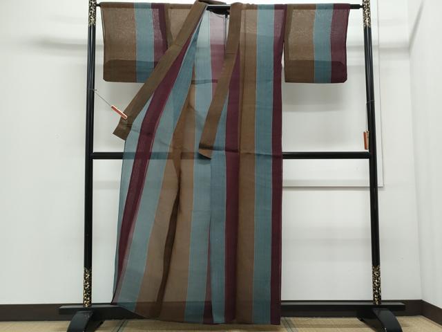 平和屋着物＊夏物　お召　紗　間道　正絹　逸品　CABJ0875th