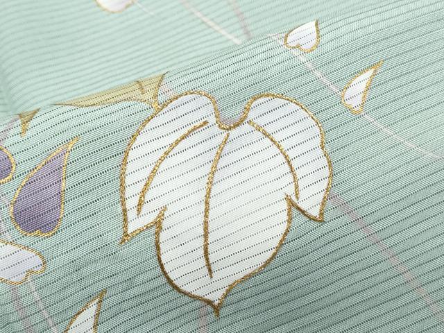 平和屋着物＊夏物　訪問着　絽　蔦の葉文　金彩　正絹　逸品　CABJ0883th
