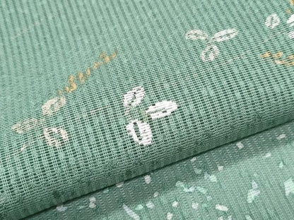 平和屋着物＊夏物　訪問着　縦絽　刺繍　草葉文　金銀彩　正絹　逸品　CABJ0892th