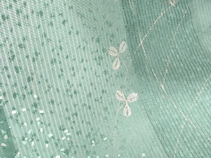 平和屋着物＊夏物　訪問着　縦絽　刺繍　草葉文　金銀彩　正絹　逸品　CABJ0892th