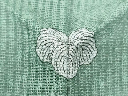 平和屋着物＊夏物　訪問着　縦絽　刺繍　草葉文　金銀彩　正絹　逸品　CABJ0892th
