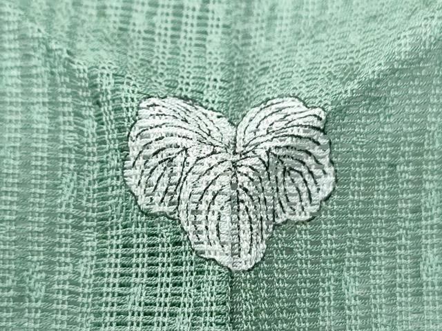 平和屋着物＊夏物　訪問着　縦絽　刺繍　草葉文　金銀彩　正絹　逸品　CABJ0892th