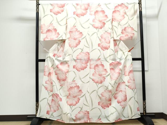 平和屋着物＊夏物　小紋　絽　草花文　金彩　正絹　逸品　CABJ0893th