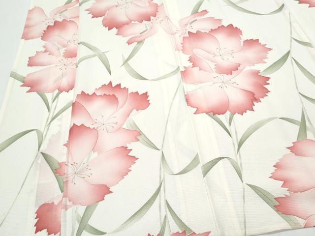 平和屋着物＊夏物　小紋　絽　草花文　金彩　正絹　逸品　CABJ0893th