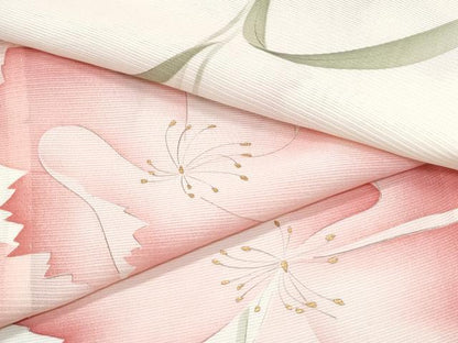 平和屋着物＊夏物　小紋　絽　草花文　金彩　正絹　逸品　CABJ0893th
