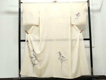 平和屋着物＊夏物　訪問着　絽　ろうけつ染　草花文　正絹　逸品　CABJ0894th