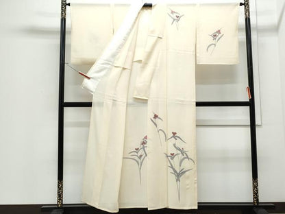 平和屋着物＊夏物　訪問着　絽　ろうけつ染　草花文　正絹　逸品　CABJ0894th