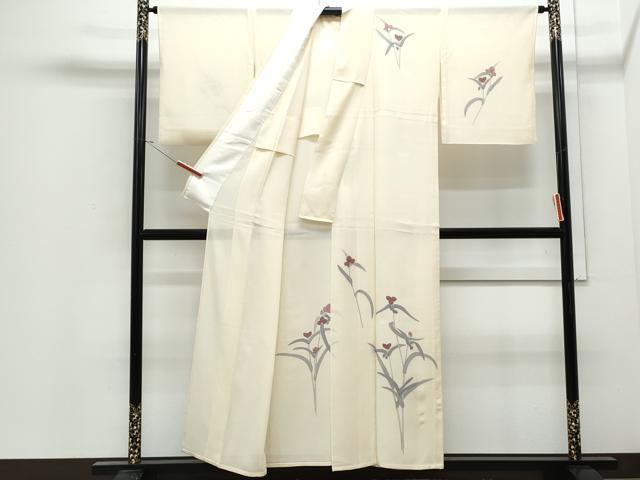 平和屋着物＊夏物　訪問着　絽　ろうけつ染　草花文　正絹　逸品　CABJ0894th