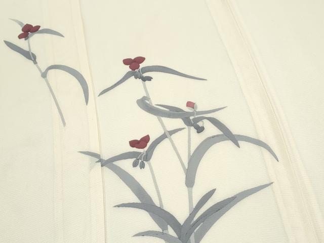 平和屋着物＊夏物　訪問着　絽　ろうけつ染　草花文　正絹　逸品　CABJ0894th