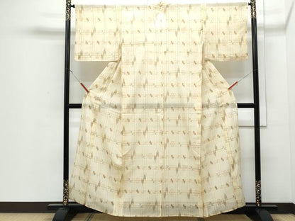 平和屋着物＊夏物　紗紬　琉球絣文様　正絹　逸品　CABJ0895th