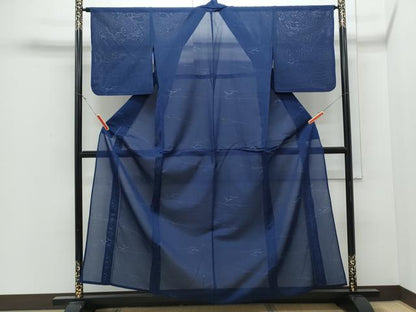 平和屋着物＊夏物　小紋　紗　草葉文　正絹　逸品　CABJ0896th