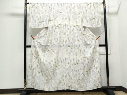 平和屋着物＊夏物　小紋　絽　流水楓文　正絹　逸品　CABJ0897th