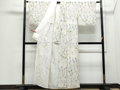平和屋着物＊夏物　小紋　絽　流水楓文　正絹　逸品　CABJ0897th