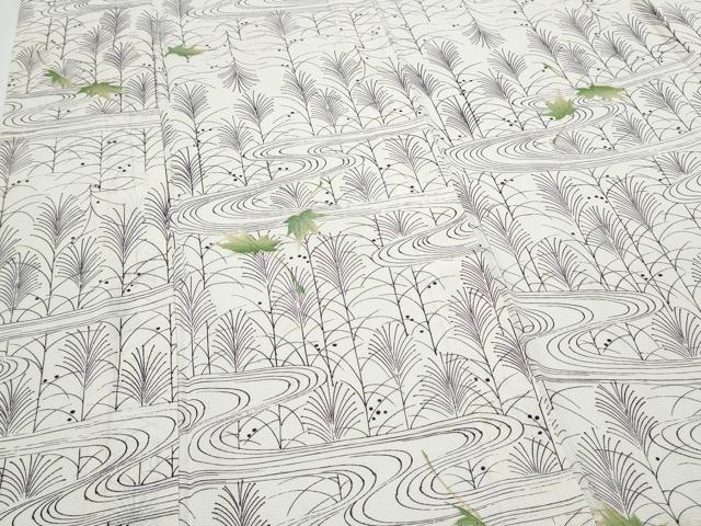 平和屋着物＊夏物　小紋　絽　流水楓文　正絹　逸品　CABJ0897th