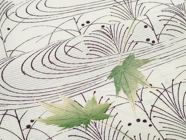 平和屋着物＊夏物　小紋　絽　流水楓文　正絹　逸品　CABJ0897th