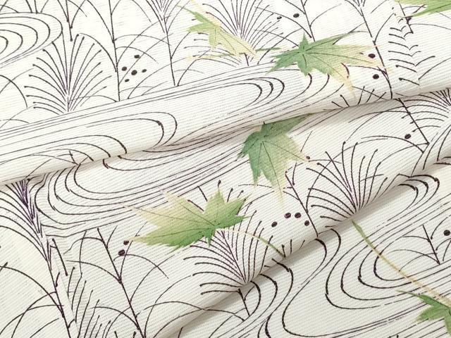 平和屋着物＊夏物　小紋　絽　流水楓文　正絹　逸品　CABJ0897th