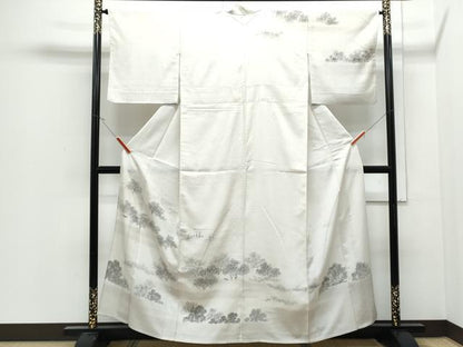 平和屋着物＊夏物　訪問着　紬地　樹林文　正絹　逸品　CABJ0898th