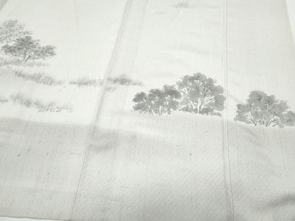 平和屋着物＊夏物　訪問着　紬地　樹林文　正絹　逸品　CABJ0898th