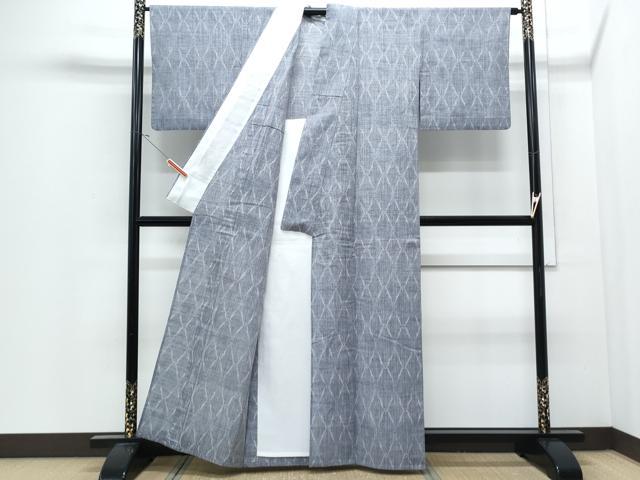 平和屋着物＊夏物　紬　菱繋ぎ　正絹　逸品　CABJ0899th