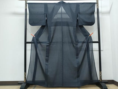 平和屋着物＊夏物　紗紬　縞　正絹　逸品　CABJ0906th