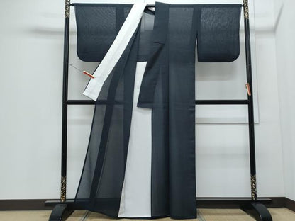 平和屋着物＊夏物　紗紬　縞　正絹　逸品　CABJ0906th